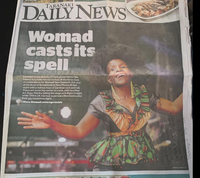 Theresa Ng'ambi on the cover of the Daily News, Witch - We Intend To Caus Hacoc at WOMAD New Zealand